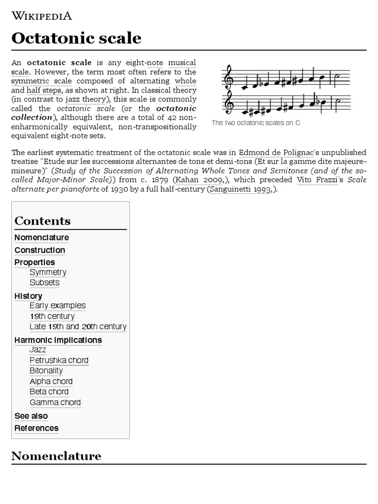 Octatonic Scale - Wikipedia | PDF | Pitch (Music) | Musical Compositions