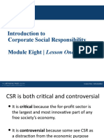 Introduction To Corporate Social Responsibility Module Eight - Lesson One
