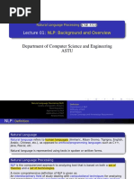 Department of Computer Science and Engineering Astu: NLP: Background and Overview