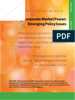 Rising Corporate Market Power: Emerging Policy Issues: Imf Staff Discussion Note