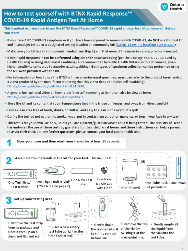How To Test Yourself With BTNX Rapid Response™ COVID-19 Rapid Antigen ...