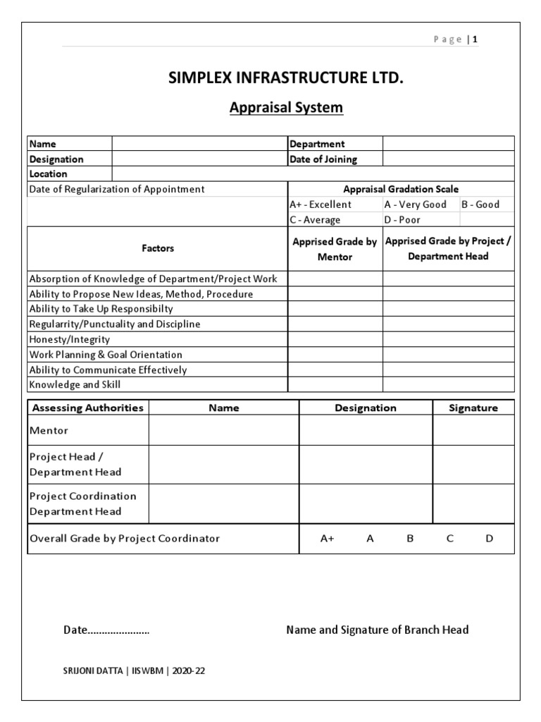 Simplex Infrastructure LTD.: Appraisal System | PDF | Performance ...