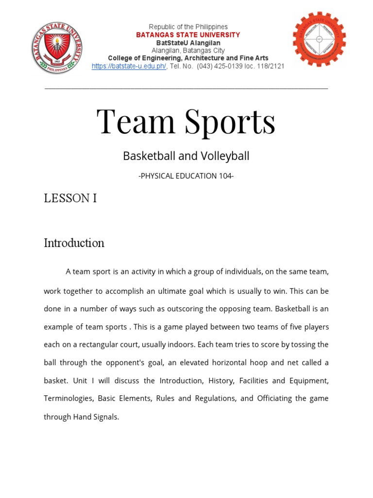 Lesson 1 and 2 PDF Sports Rules And Regulations Competitive Games
