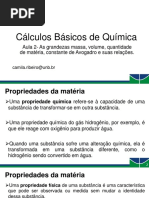 Aula 2 - Cálculos Básicos de Química