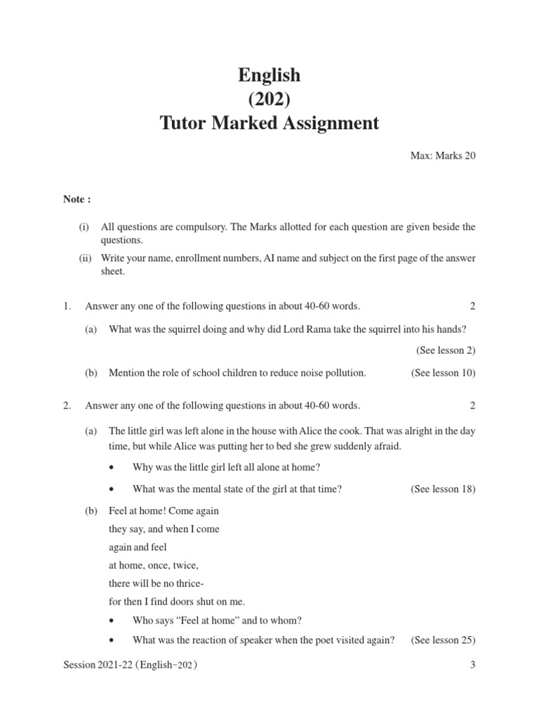 Tutor Marked Assignment Guidelines | PDF