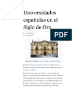 Universidades Españolas en El Siglo de Oro