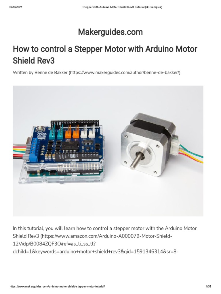 Stepper With Arduino Motor Shield Rev3 Tutorial 4 PDF Electric Motor Brake