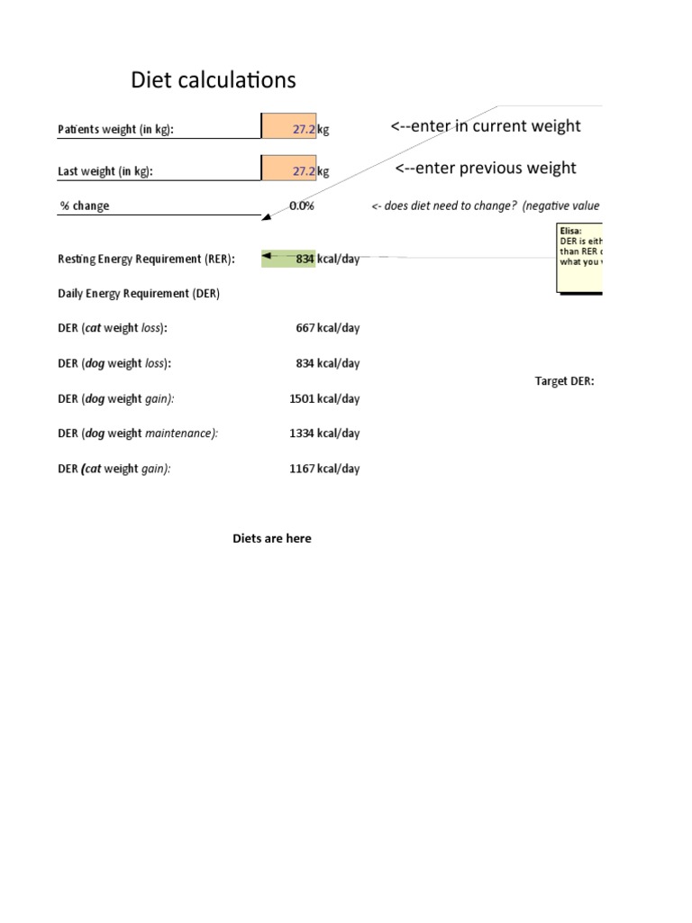 Diet Calculator PDF Cats Kitten