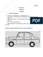 19 May Types of Cars - Worksheet-Speaking I. Answer The Questions