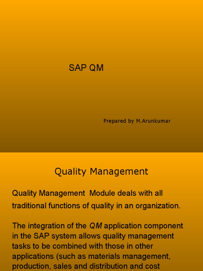 SAP Quality Management Overview | PDF | Specification (Technical ...