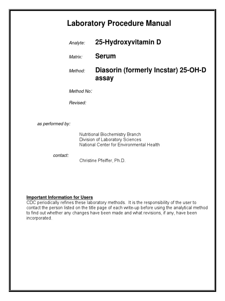 25-Hydroxyvitamin D Assay Protocol | PDF | Vitamin D