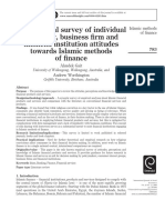 An Empirical Survey of Individual Consumer, Business Firm and Financial Institution Attitudes Towards Islamic Methods of Finance