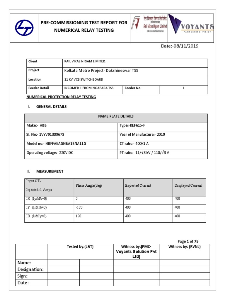 DakshineswarTSS Relay Test Report PDF Relay Manufactured Goods