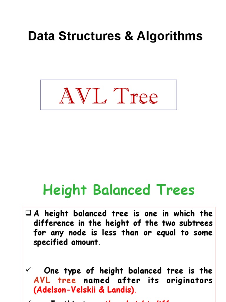 AVL Tree: Balanced Data Structures | PDF | Algorithms And Data ...