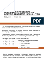 Quadratic Inequalities and Solving Quadratic Inequalities