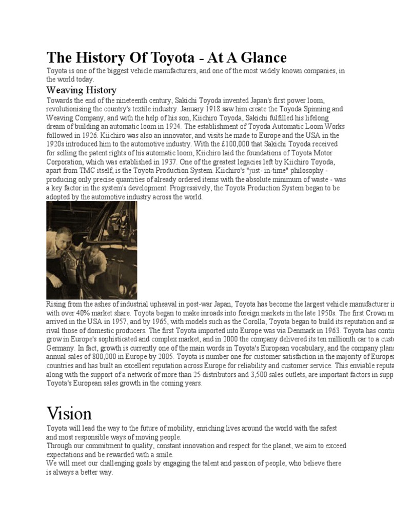 The History of Toyota | PDF | Toyota | Sustainability