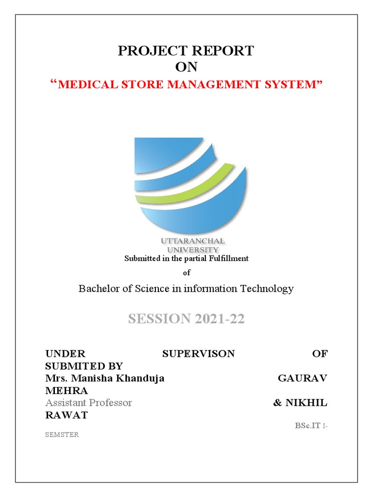 Project Report ON Medical Store Management System" PDF Usability