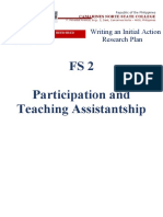 FS2 Participation and Teaching Assistantship: Writing An Initial Action Research Plan