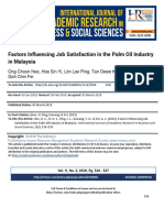 Factors Influencing Job Satisfaction in The Palm Oil Industry in Malaysia
