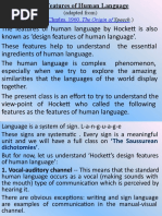 Features of Human Language by Hockett