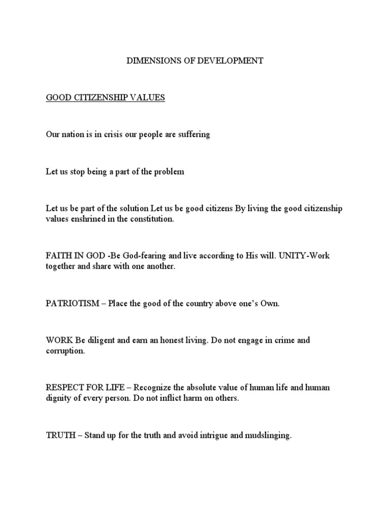 NSTP Dimensions of Good Citizenship | PDF | Governance | Flag