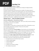 Part One of The Speaking Test: Question Type 1: Basic Description Questions