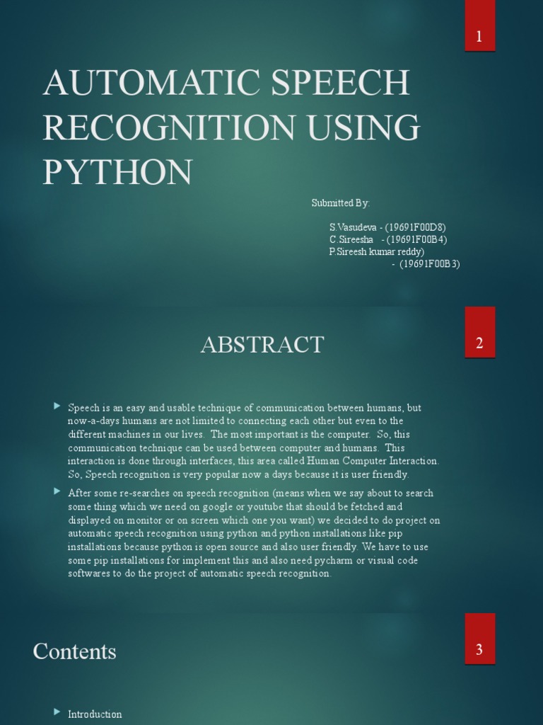Automatic Speech Recognition Using Python: An Overview of Developing a ...