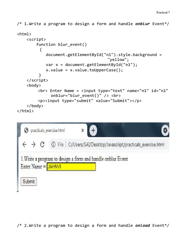 JS Practical 7 | PDF