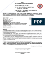 Modelo de Certificado de Licença do Corpo de Bombeiros para edificações de baixo risco