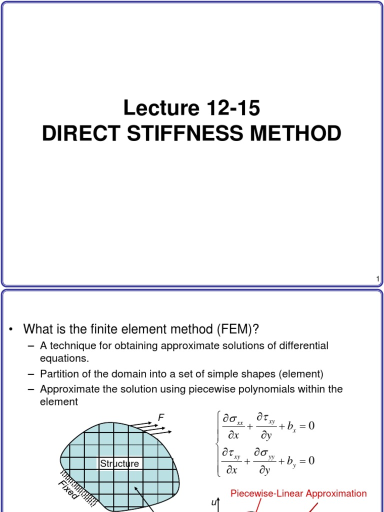FEM Overview: Stiffness Method Basics | PDF | Mathematical Analysis ...