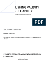 Establishing Validity & Reliability Computations