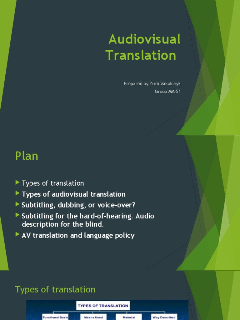 Types of Audiovisual Translation Explained | PDF | Translations ...