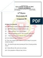 12th Physics Assignment 08 Electrosatics 8