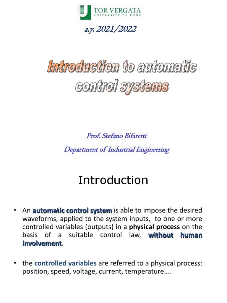 4 Introduction To Control Systems PDF Control Theory Control System