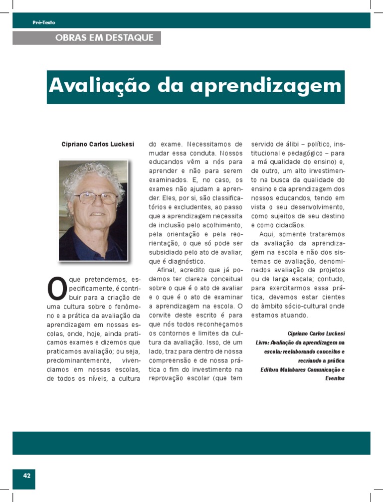 Luckesi Avaliação de Aprendizagem | PDF | Aprendizado | Ensinar e aprender