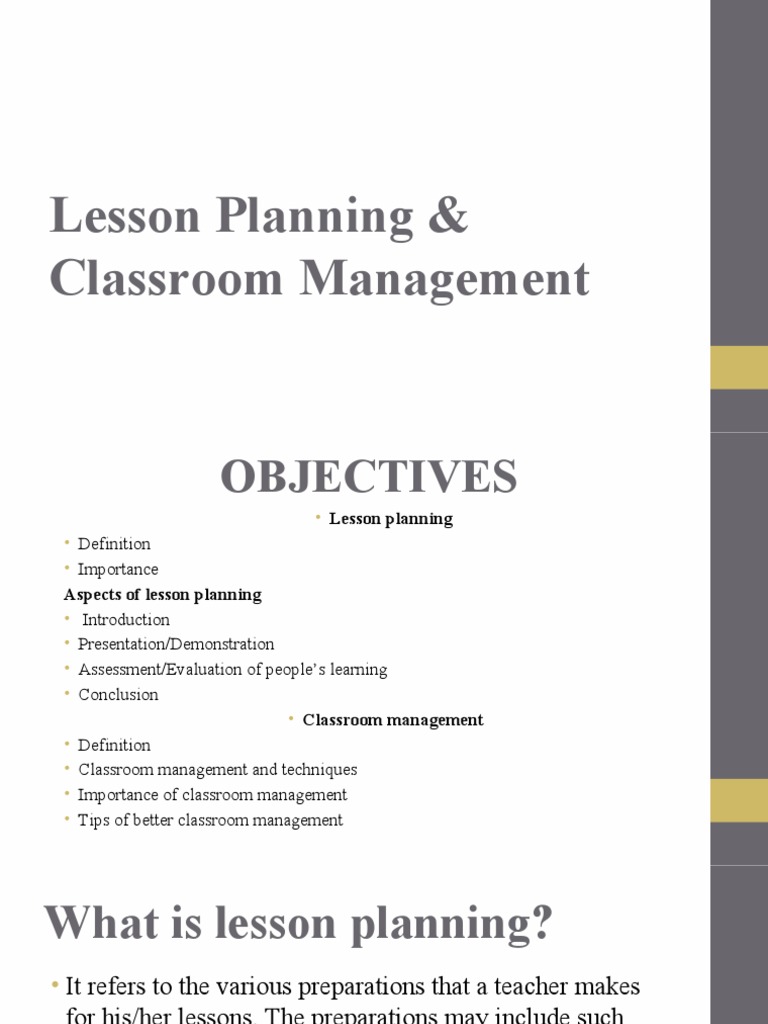 Effective Lesson Planning & Management | PDF | Classroom Management ...