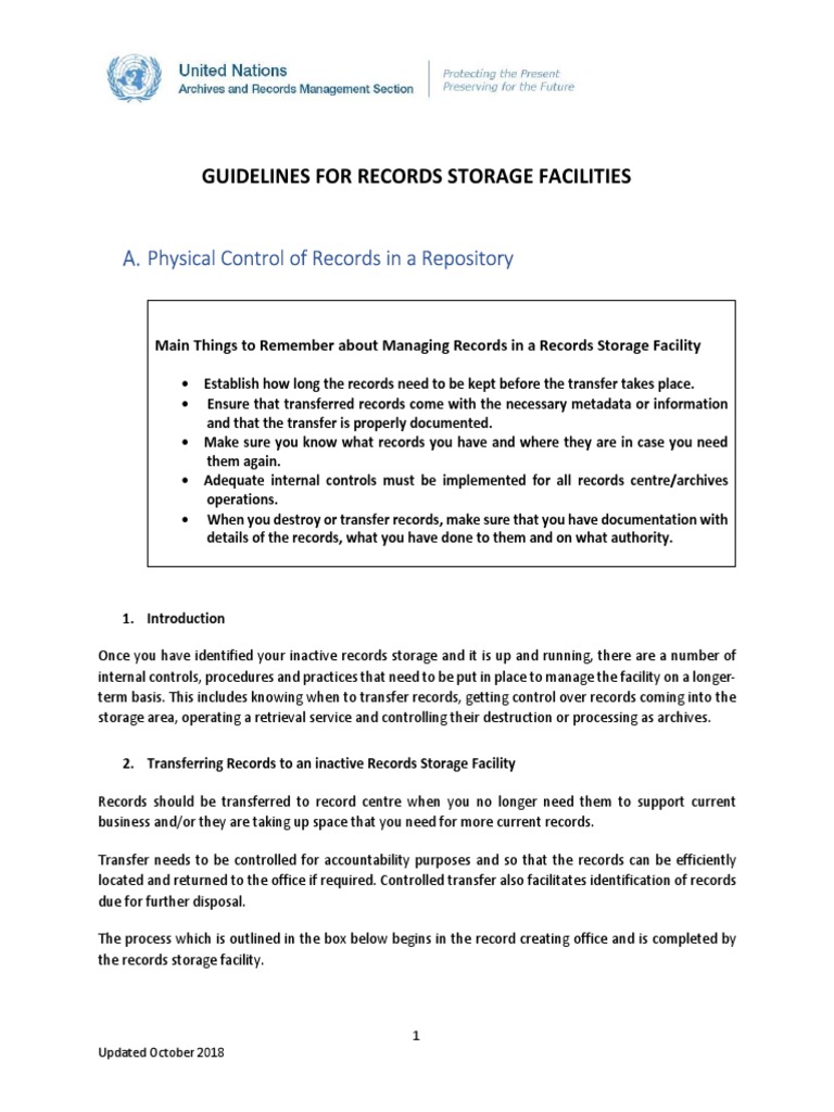 Records Storage Management Guidelines | PDF | Computer File | Archive