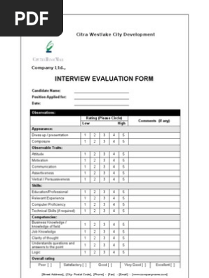 Interview Evaluation Form