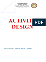 Activity Design: Proponents: All BSP Adult Leaders