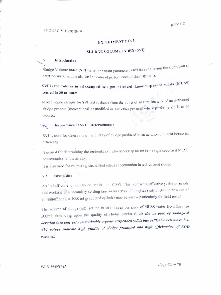 Sludge Volume Index PDF Waste Management Chemistry