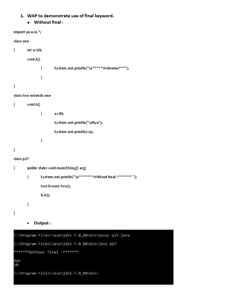 Java Final Keyword Demonstration | PDF