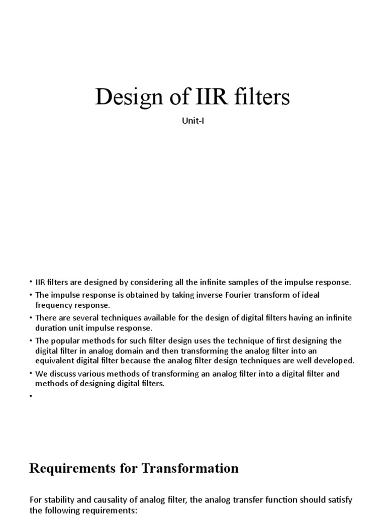 IIR Filter Design Techniques Overview | PDF | Filter (Signal Processing ...