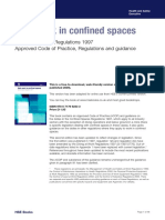 Safe Work in Confined Spaces. Confined Spaces Regulations 1997