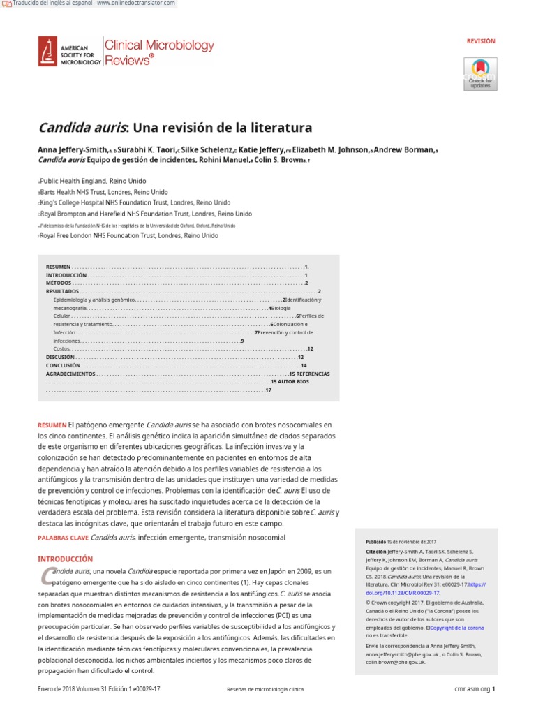 Candida Auris | PDF | Biología | Especialidades Medicas