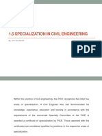 Section 1.5 (Specialization in Civil Engineering) and 1.6 (Selection of Civil Engineer)