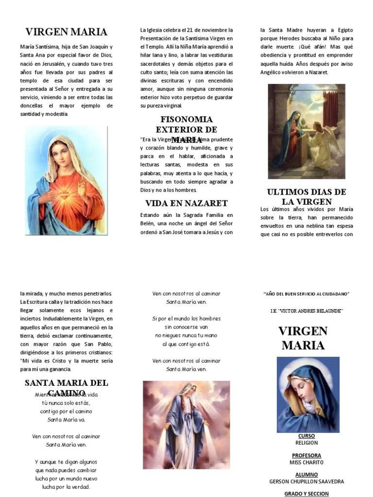 Tríptico sobre la Virgen María para Niños | PDF | María, madre de Jesús