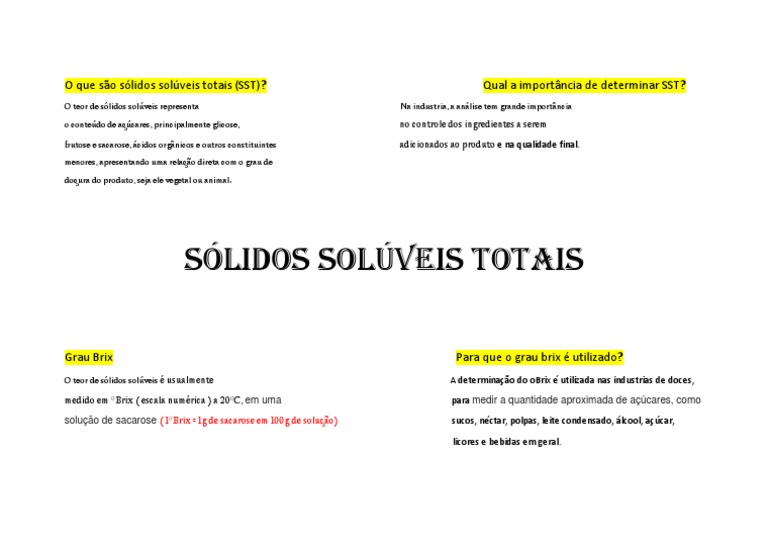 O Que São Sólidos Solúveis Totais e | PDF