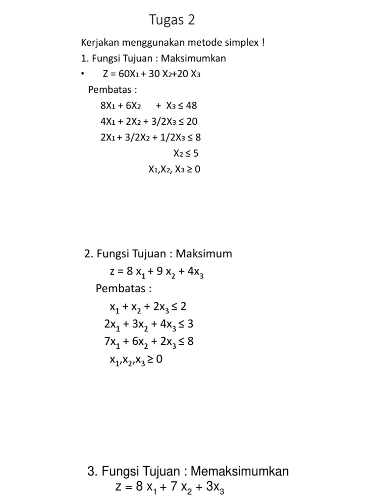 Metode Simplex untuk Maksimalisasi Z | PDF | Griya & Taman