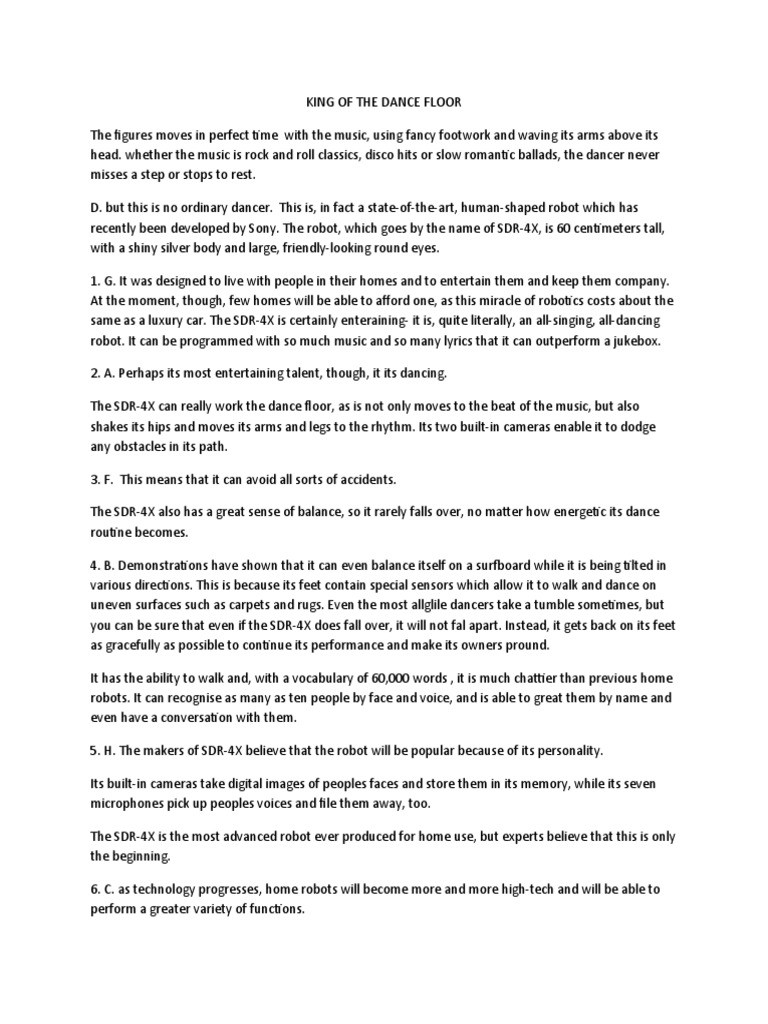 King of The Dance Floor PDF Dances Performing Arts