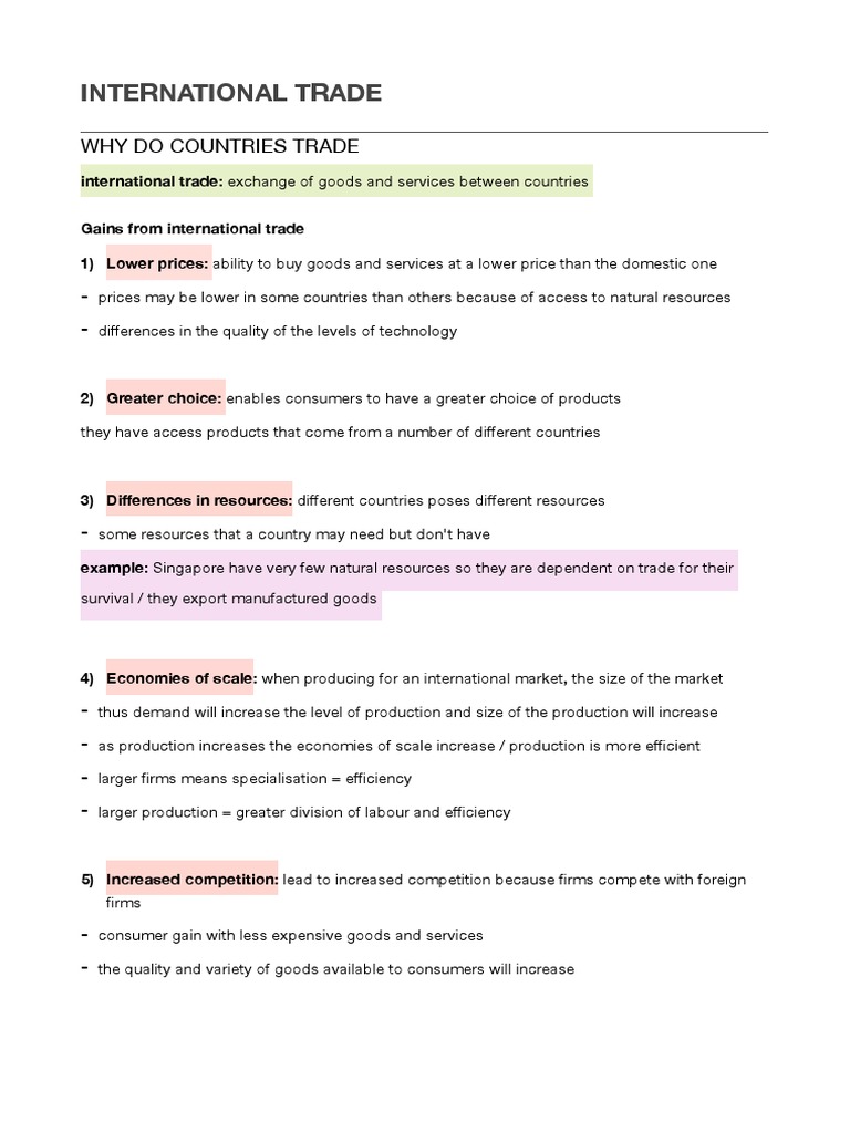 Why Countries Trade Gains From International Exchange Pdf Exchange